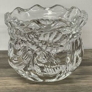 Imperial Crystal Cornucopia Tassel Bowl Scalloped 24% Lead Clear Glass Made USA